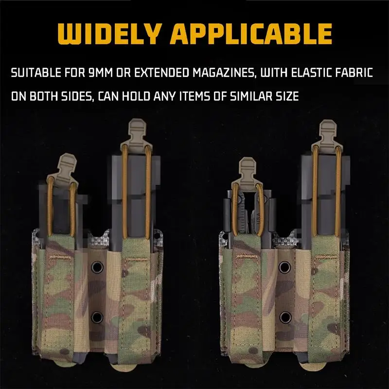 Bolsa táctica de doble elasticidad, cinturón táctico de 9mm, soporte para revistas, bolsa Molle Mag, chaleco para cinturón táctico, funda para revistas - imagen 3