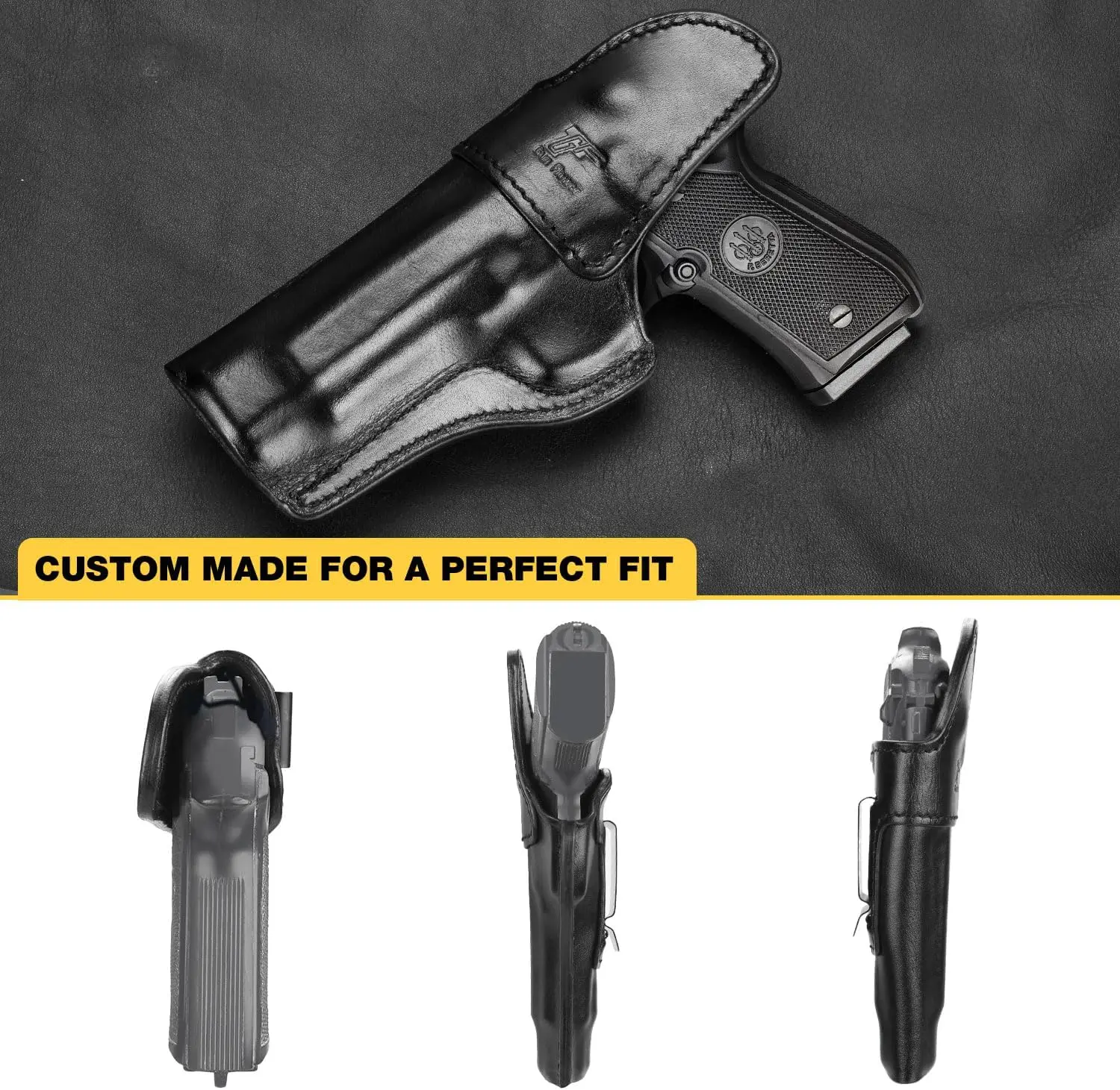 Funda de cuero IWB para Beretta 92FS/96/M9 (sin riel), transporte oculto, cinturilla interior, cinturón apto para 1,5 "-1,75", mano derecha - imagen 4