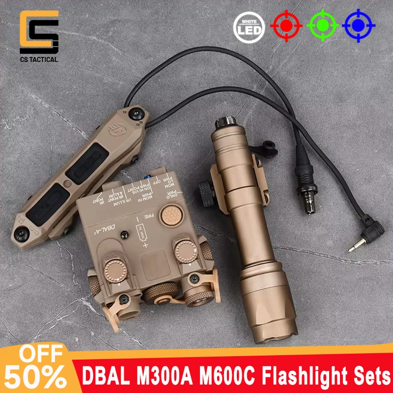 DBAL-A2 táctico versión simplificada Surefir M300A M600C juegos de linternas punto rojo indicador Airsoft apto para riel láser de caza de 20mm