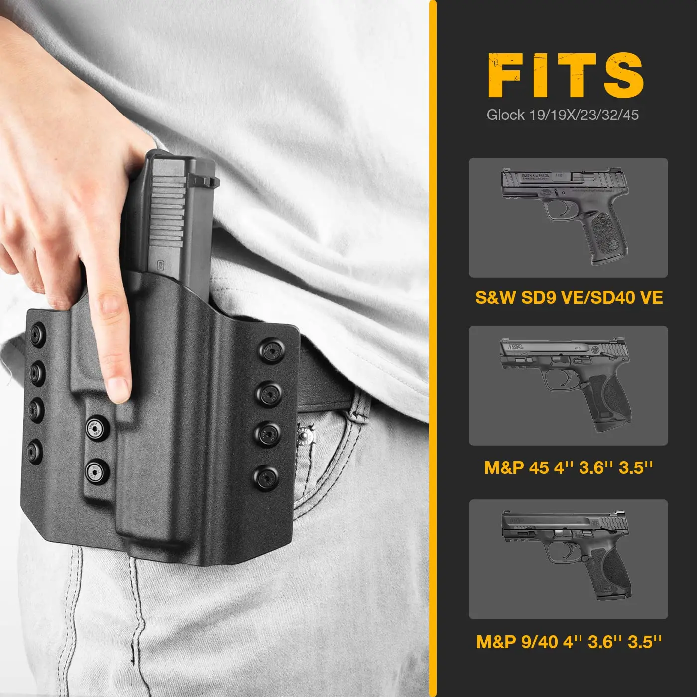 Para M & P 9mm, Seg P320, P226, P99, fundas de girasol OWB Kydex para policía militar Airsoft, mano derecha - imagen 2