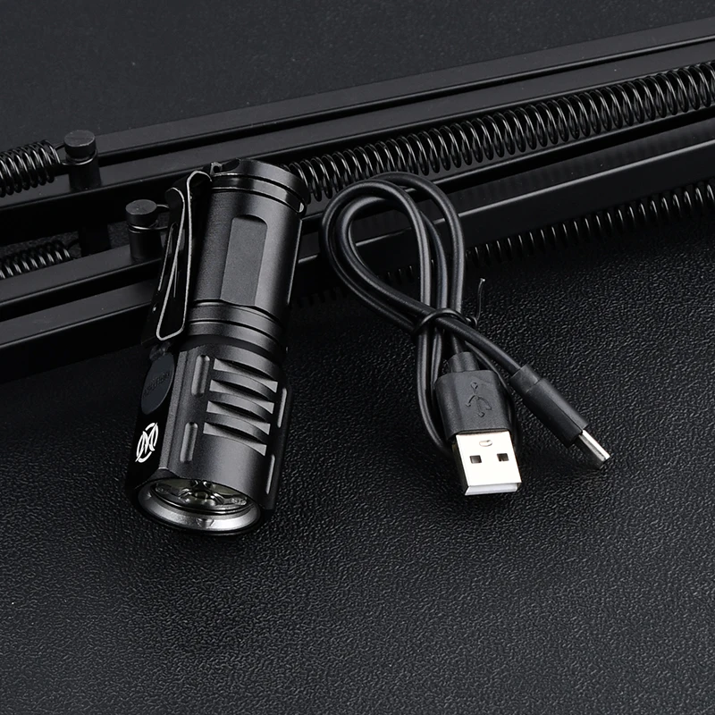 Mini linterna táctica USB tipo C, recargable, Metal, cuatro modos, LED, estroboscópico blanco, accesorios de caza al aire libre - imagen 5