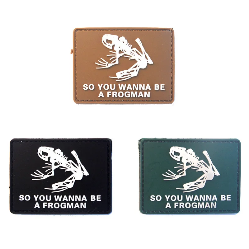 Parche de rinoceronte de oso táctico de PVC, parches de sello de Frogman, insignias, parches de apliques para ropa, mochila, gorra, quiero ser un Frogman - imagen 3