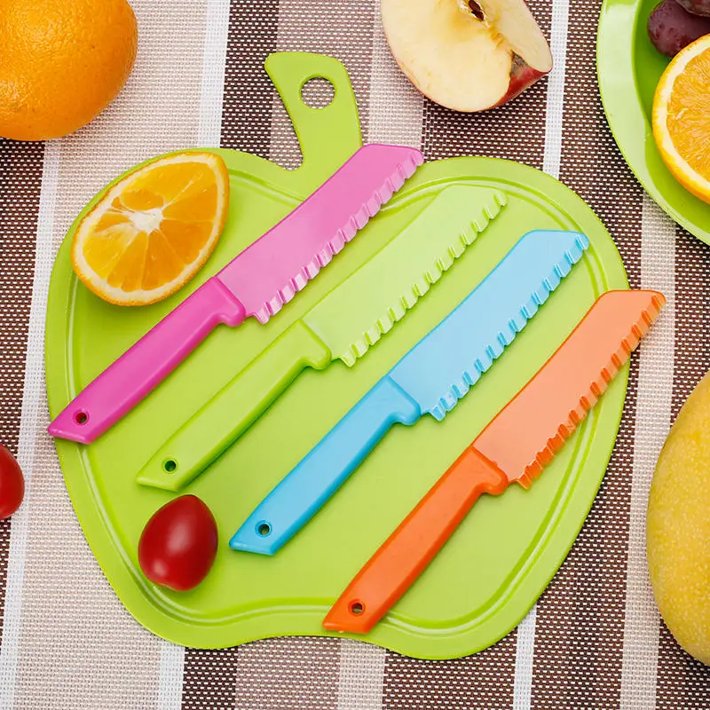 2 unids/pack pequeño seguridad niños plástico verduras frutas postre pan cuchillo DIY herramientas de cocina - imagen 4