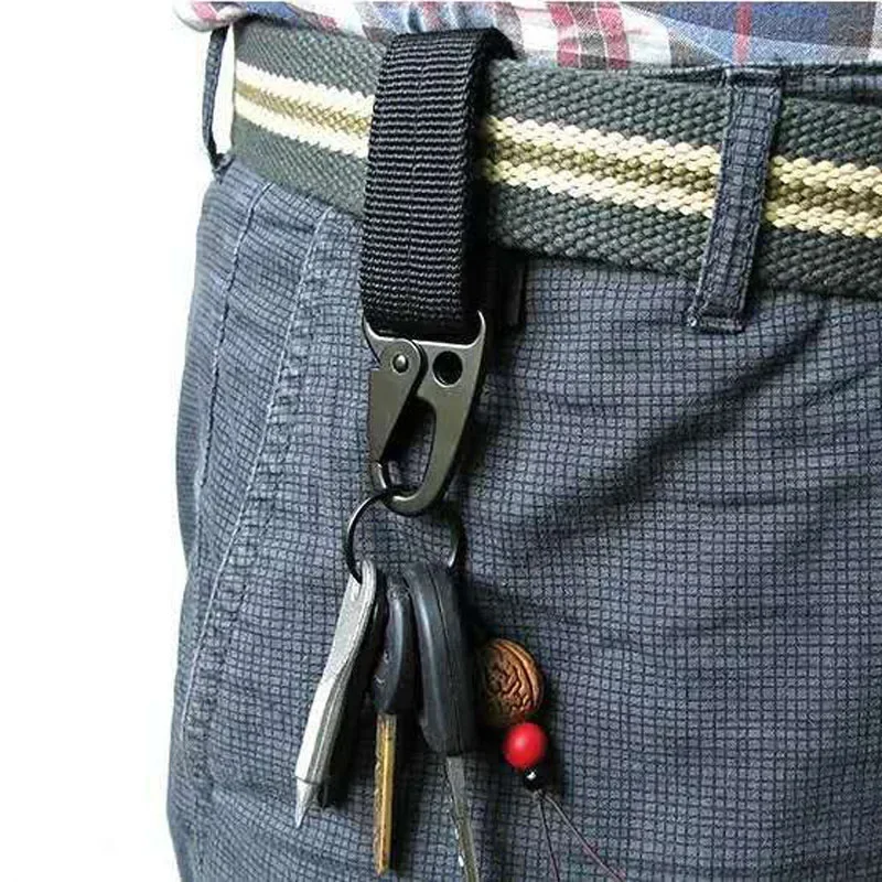 Llavero táctico con cinta de nailon para entusiastas, gancho multifunción para montañismo, Olecranon, hebilla colgante Molle - imagen 5