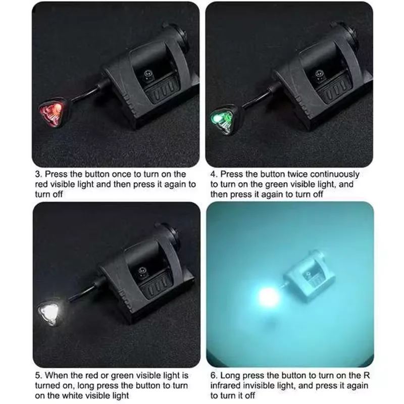 Luz táctica para casco, linterna LED para casco, iluminación auxiliar para caza al aire libre, luz infrarroja roja, verde, blanca para caza - imagen 2