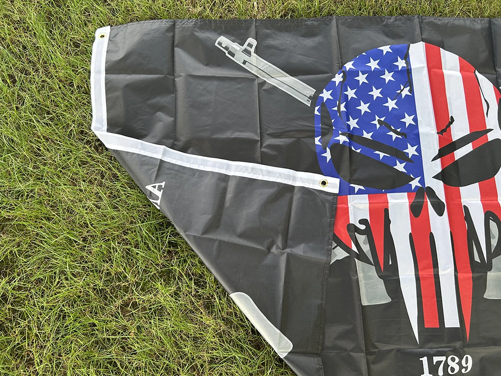Bandera de la SKY, bandera de la segunda enmienda, 90x150cm, segunda enmienda, no marcen en mí, bandera de la libertad de la pistola o la muerte, bandera de calavera para decoración - imagen 4