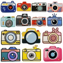 Parche Termoadhesivo de Tela Bordada con Diseño de Cámara de Fotos, Adhesivo, Decorativo, Creativo, para Coser