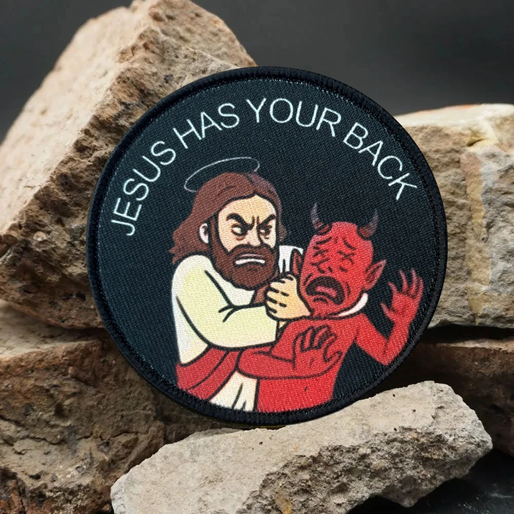 Jesús tiene tu parche táctico para la espalda, divertidos parches de gancho y bucle, brazalete, insignia de moral militar, mochila Chevron, pegatinas para chaleco - imagen 4