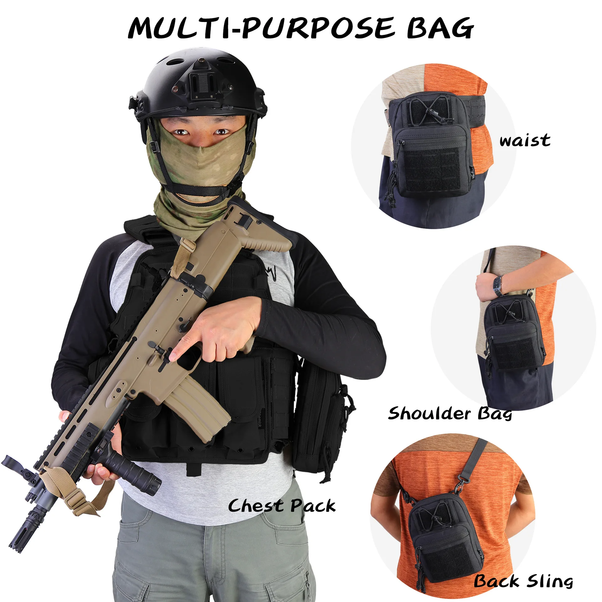 Bolsa táctica de cintura para escalada, Molle, para exteriores, senderismo, caza, pesca, bolsos de hombro, paquete de comando de viaje deportivo multifuncional - imagen 2