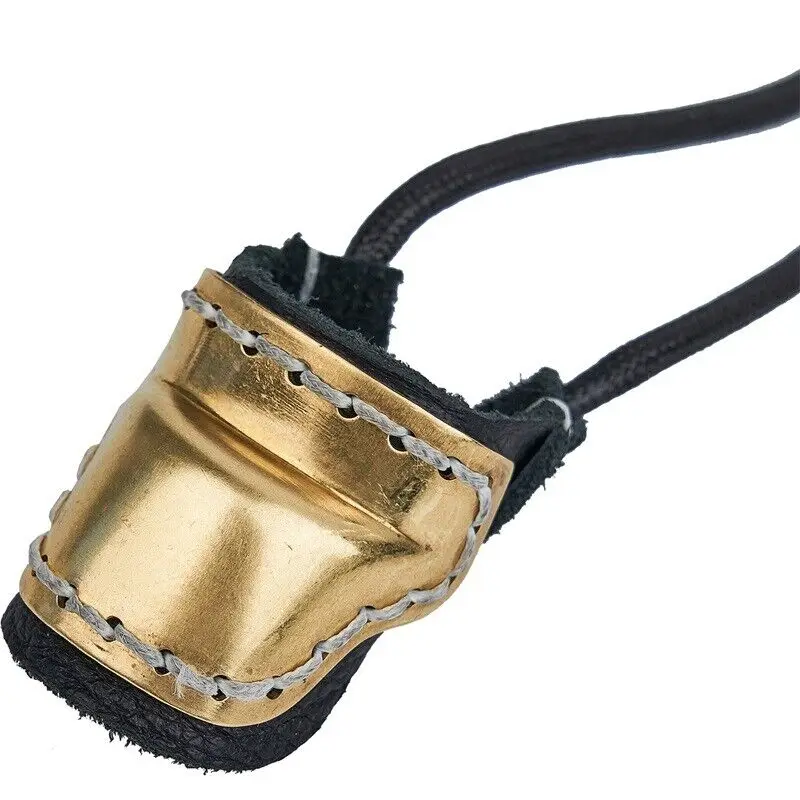 Equipo Protector de tiro con arco, Protector de dedo de anillo de pulgar de cobre de piel de vaca tradicional - imagen 2