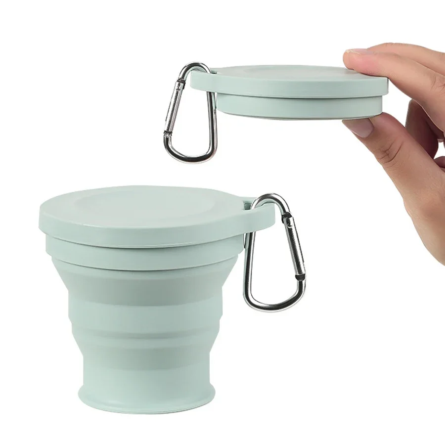 Taza de agua plegable de 180ML con tapa para café, viajes al aire libre, té portátil para beber té telescópico, Mini suministros plegables de silicona, 1 ud. - imagen 5