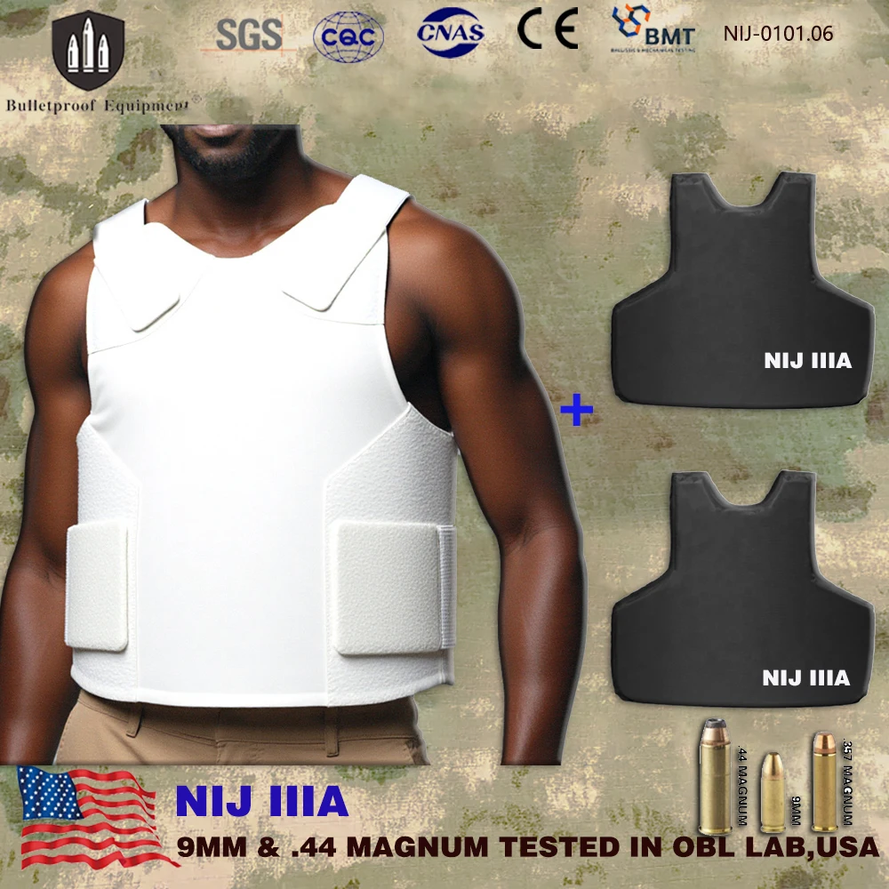 Chaleco antibalas NIJ IIIA nivel 3A Real, autodefensa, portador de placa oculta ultracómodo, armadura corporal táctica Stop9mm y 44mag - imagen 2