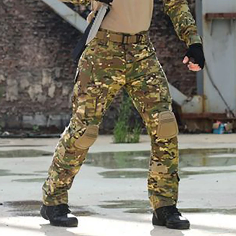 HAN WILD-Pantalones tácticos de camuflaje para hombre, monos de senderismo al aire libre, uniforme militar de lucha, pantalones con múltiples bolsillos, moda - imagen 3