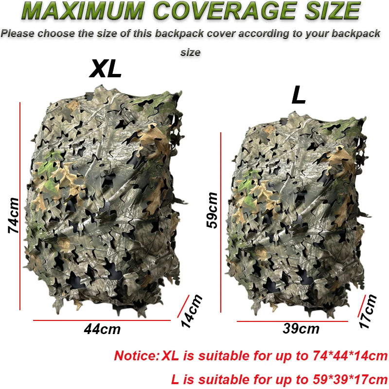 Funda para mochila con forma de hoja biónica 3D, corte Iaser, funda para mochila de camuflaje para caza al aire libre, accesorios para mochila de caza - imagen 3