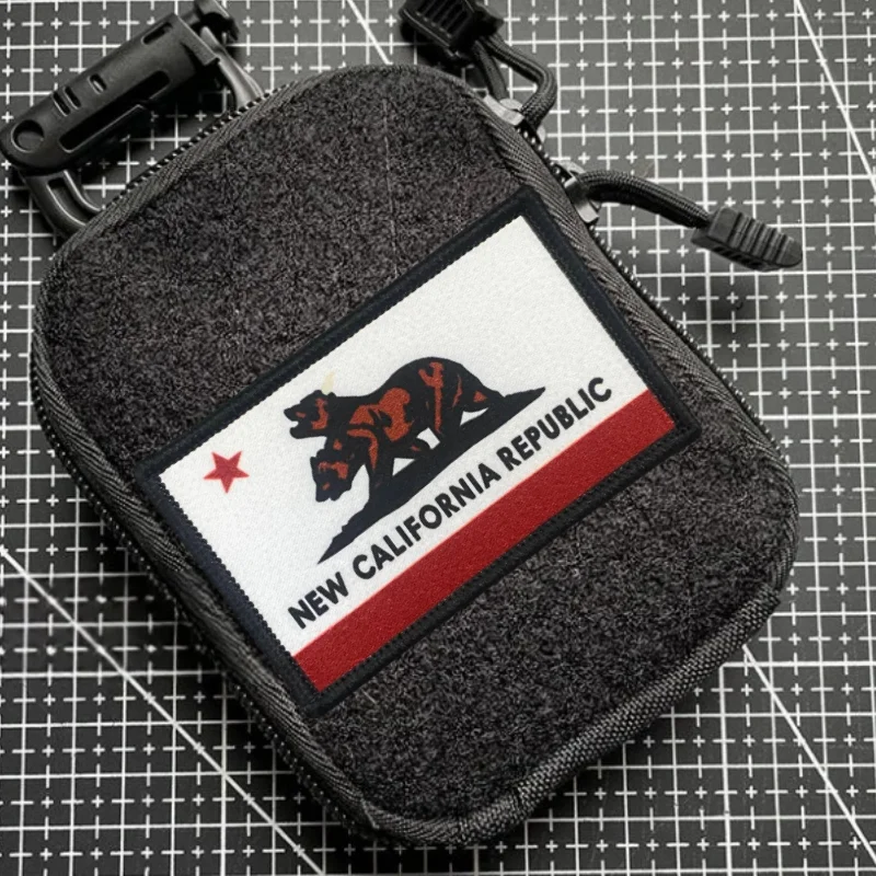 Parche de bandera de la República de California, insignia de moral táctica con estampado de gancho y bucle, mochila militar, ropa, pegatina decorativa, brazalete - imagen 2