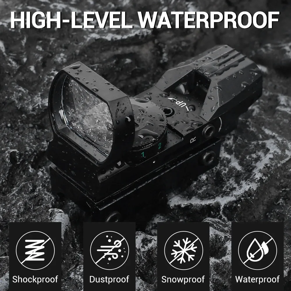 Mira réflex táctica de punto rojo 1x22x33, mira réflex ajustable de 4 retículas, mira de punto rojo y verde, mira para pistola de caza para rieles de 20mm/11mm - imagen 5