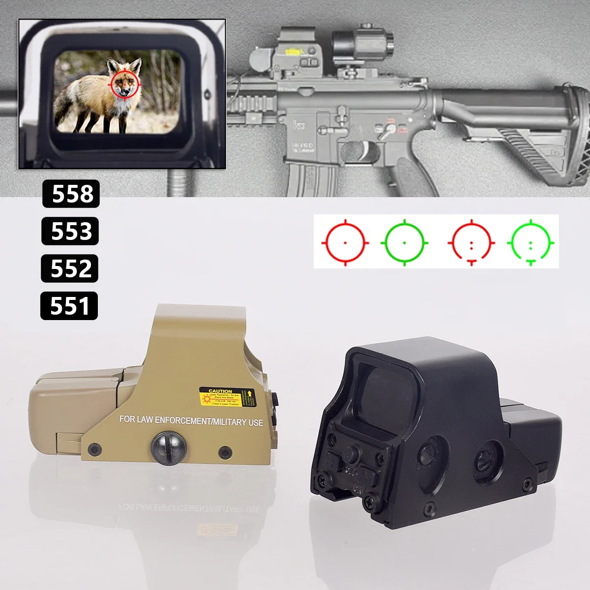 Lupa táctica 558 G43, mira holográfica con tapa lateral plegable, lupas G45 5X para mira telescópica réflex de caza 558 551 553 - imagen 5