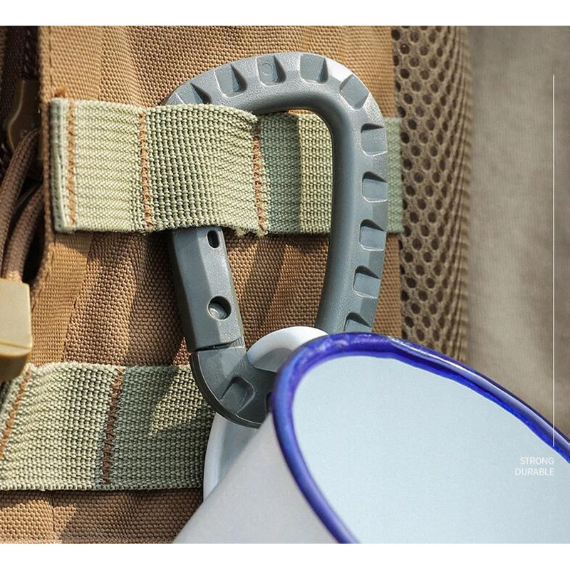 Hebilla de mochila táctica de 1/10 piezas, hebilla de escalada rápida, gancho de plástico, llavero en forma de D, equipo de Camping al aire libre - imagen 2