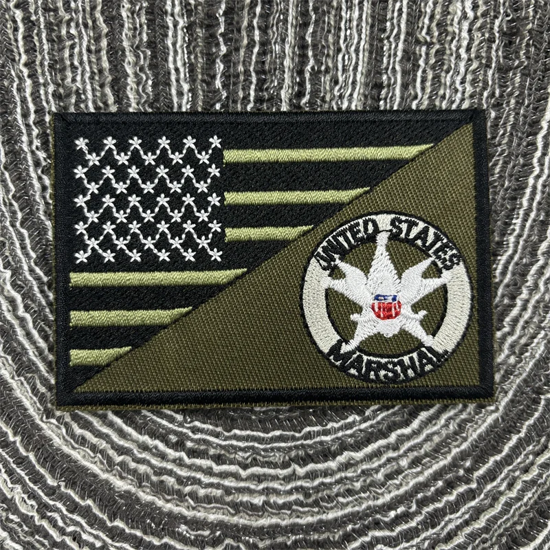 Parches bordados de Marshal de EE. UU., pegatinas de gancho y bucle, insignia de moral de águila, Parche de mochila táctica militar, brazalete, emblema de pecho - imagen 3