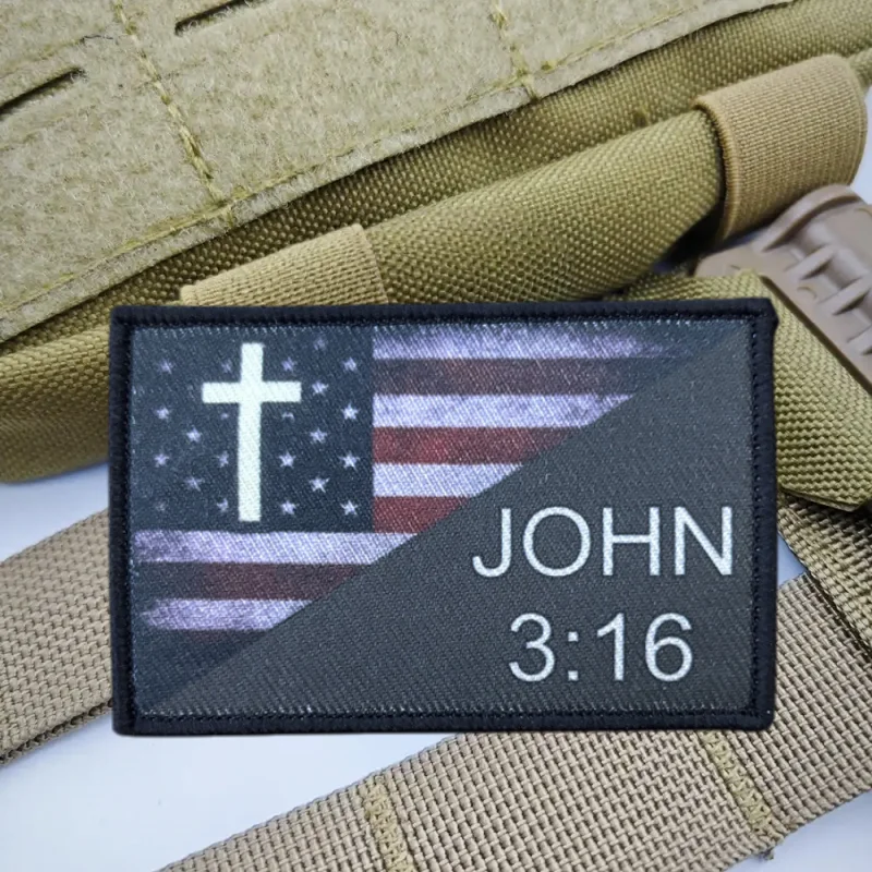 John 3:16 parche estampado chaleco táctico gancho y bucle insignia moral mochila pegatinas decorativas brazalete parches para accesorios de ropa - imagen 2