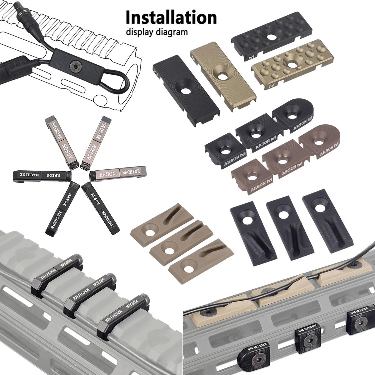 Sistema de guía de cables táctico M-LOK Keymod gestión de cables SF M300 M600 cubierta de interruptor de PEQ ligero Clip de Cable de riel Picatinny de 20mm - imagen 2
