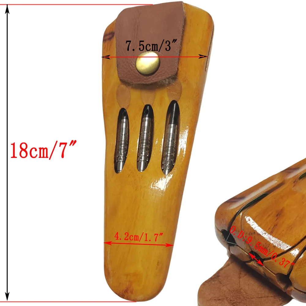 Caja de almacenamiento de dardos de madera portátil para tiro con arco, caja de dardos de cinturón, cubierta sin eliminación de dardos, ejes de vuelo para entretenimiento, suave y duro - imagen 2