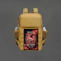 Parche de Calavera con la Frase 'MUERTE Y VICTORIA SON REALES', Insignia Táctica con Velcro, Adhesivos Militares para Mochilas, Parches para Ropa