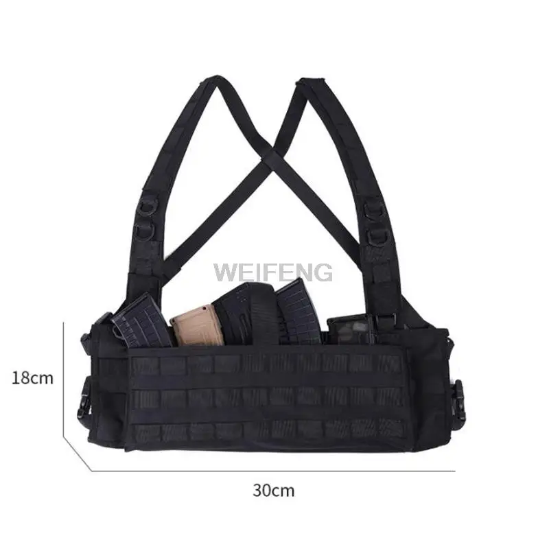 Chaleco táctico Molle, aparejo de pecho militar de 5,56mm, soporte para cargador, bolsa frontal para Paintball, Airsoft de caza - imagen 5