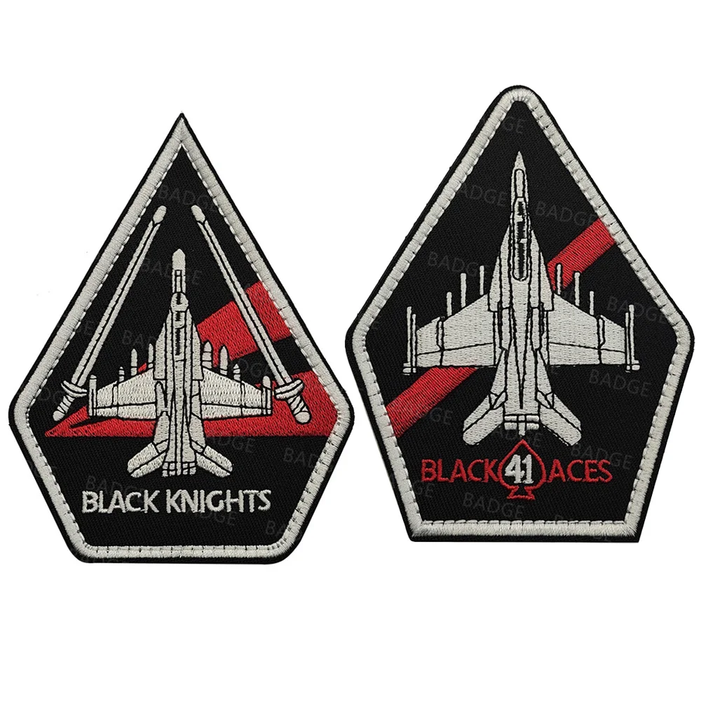 VF-31 Parches de vuelo bordados Tomcat Fighter VF-154 Parche de brazalete de Aces negros de caballero negro con gancho en la espalda - imagen 2