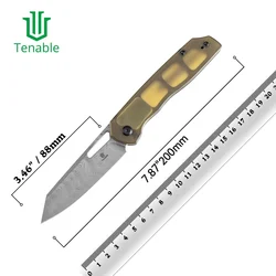 Tenable Shard cuchillo EDC plegable Damasco con mango G10 y aluminio