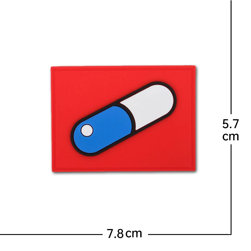Goma de PVC con parche de gancho, insignia de brazalete militar táctico, pegatina de tela, apliques de emblema de hombro DIY, píldora azul y amarilla de dibujos animados - imagen 3
