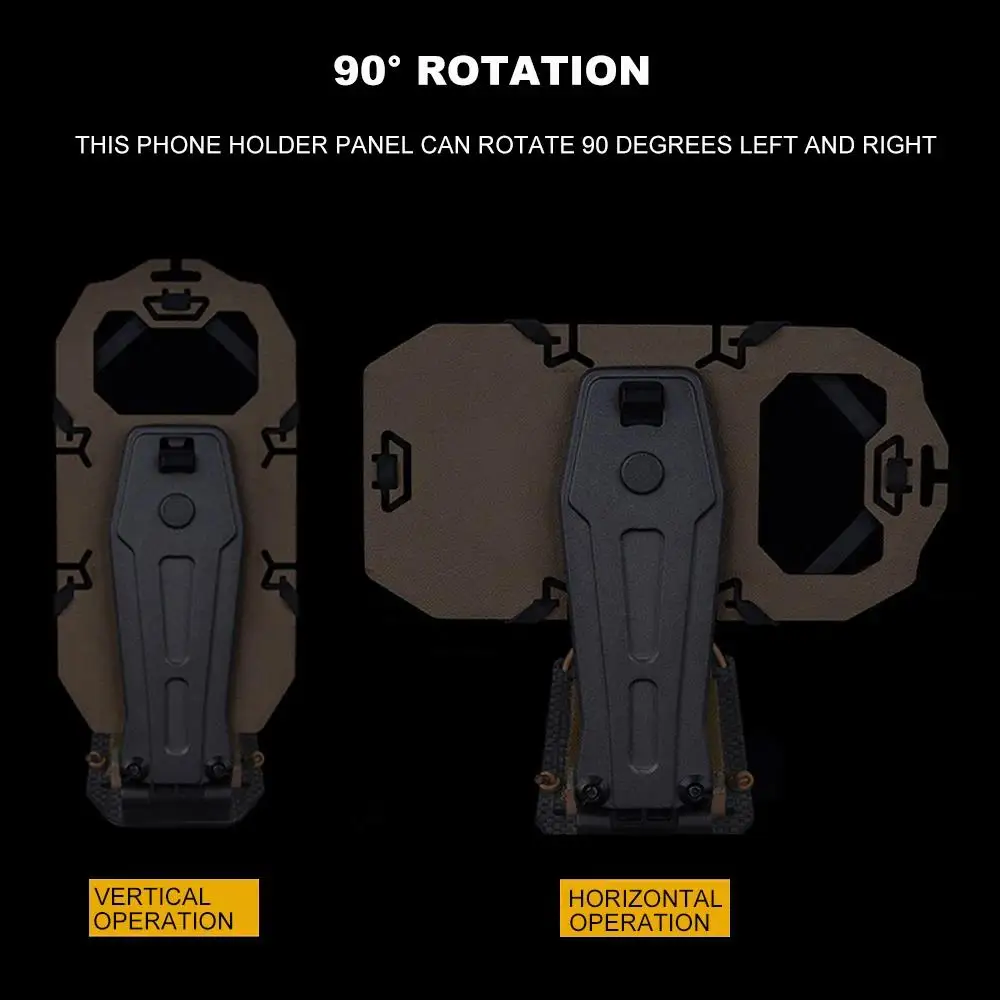 Soporte para teléfono táctico 90 ° Chaleco de caza MOLLE giratorio, portador de placa, tablero de navegación para teléfono administrador, funda de mapa, camuflaje de combate Airsoft - imagen 5