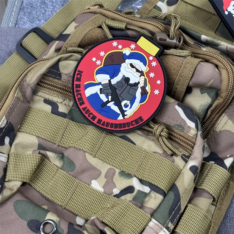 Parche militar de PVC 3D "Padre Navidad", insignia de moral táctica, parches de gancho para pistola, ropa, mochila, pegatinas, brazalete