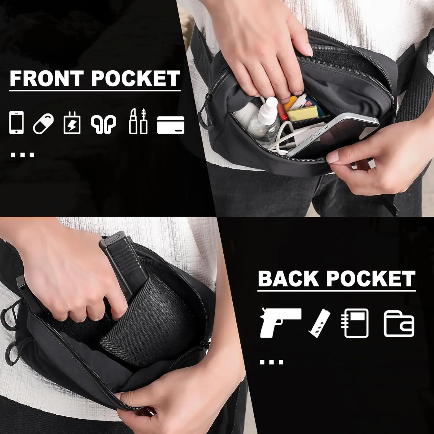 Bolsa Universal para pistola, riñonera de transporte oculta con funda, bolso de hombro táctico, paquete de pecho para deportes al aire libre, bolsa EDC - imagen 4