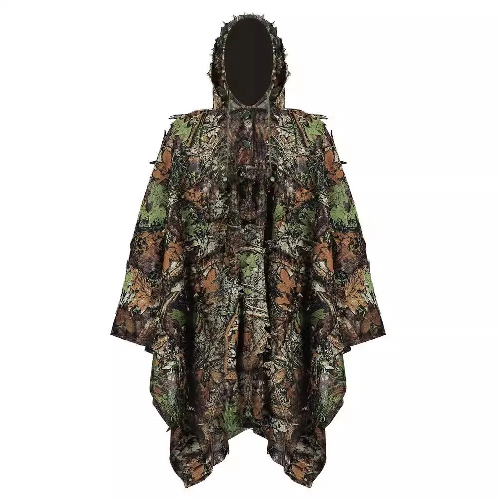 Capa Poncho de camuflaje 3D, ropa de hojas frondosas, selva, bosque, caza - imagen 2
