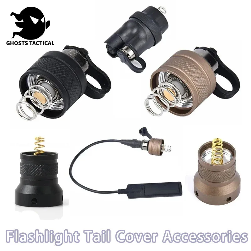 WADSN linterna táctica Airsoft, tapa trasera de Metal, interruptor de presión de doble función, cubierta para linterna M300 M600, luz de caza