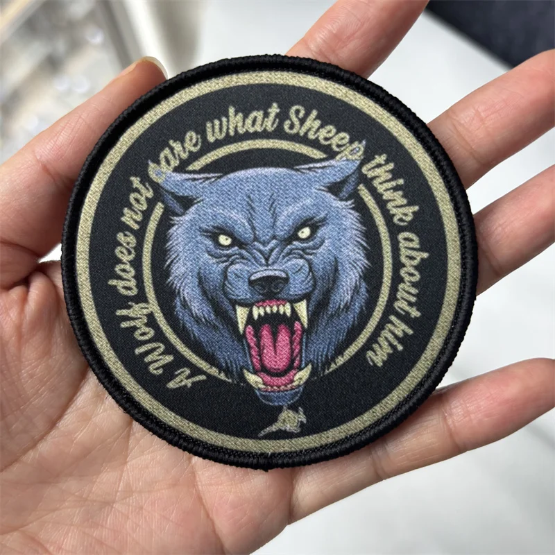 Parche táctico "lobo feroz" para ropa, brazalete impreso, insignias de moral, parches militares con gancho, pegatina para mochila - imagen 2