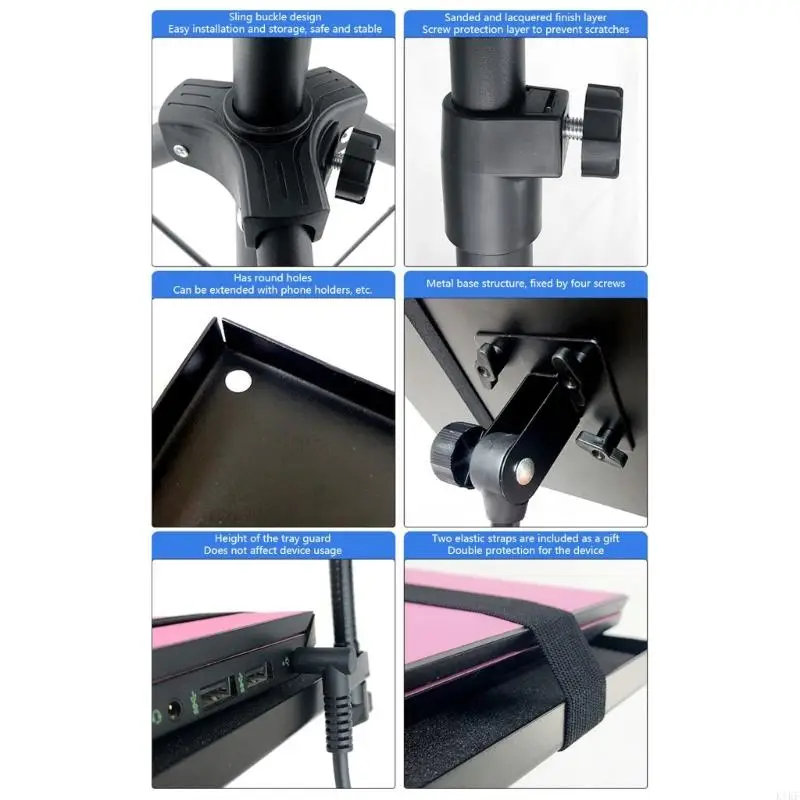 Soporte para proyectores 23-63 pulgadas, altura ajustable, bandeja 14,9x11,2, soporte para ordenador portátil K1KF - imagen 3