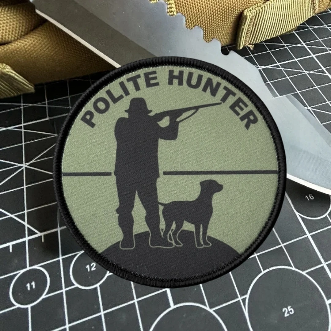 Parche de cazador pulido, insignia de moral táctica, emblema del ejército militar, pegatina para mochila, parches de gancho y bucle impresos, ropa - imagen 4