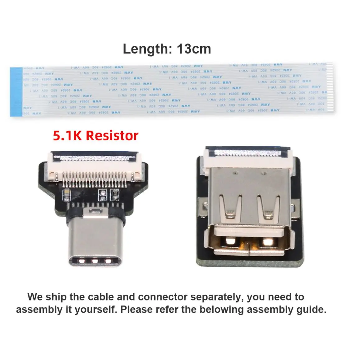 CY-conector macho tipo C a Micro USB 2,0 de 5 pines, Cable de datos OTG plano, Delgado, FPC, para teléfono, portátil, disco FPV, USB-C - imagen 3