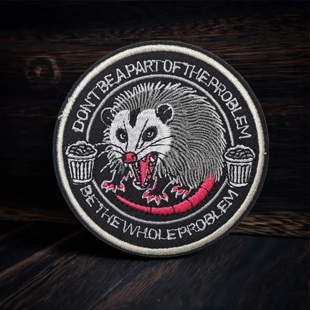 No se parten del problema, Be The Whole Problem, parches bordados, parche de gancho de ratón enojado, pegatinas tácticas para mochila moral