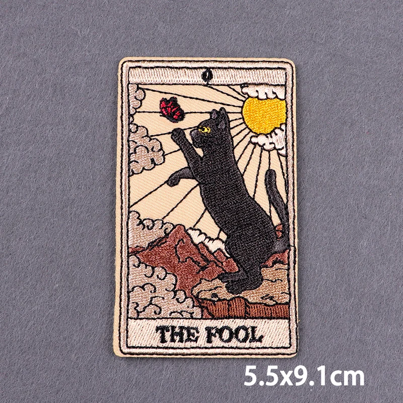 Parche bordado de dibujos animados para ropa, lindo gato, parches para planchar, parche Fusible, apliques de Tarot, decoración en la ropa - imagen 4