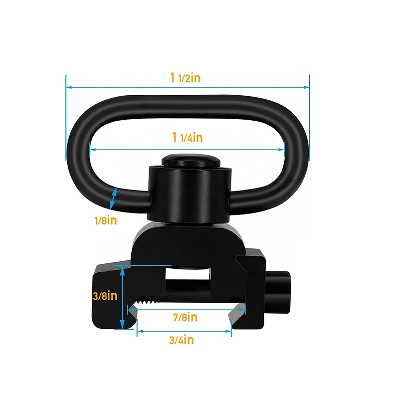 Cabestrillo giratorio QD de Metal con rotación de 360 °, montaje con correa para el hombro, botón pulsador de 1,25 pulgadas, Base de 20mm para caza al aire libre - imagen 4