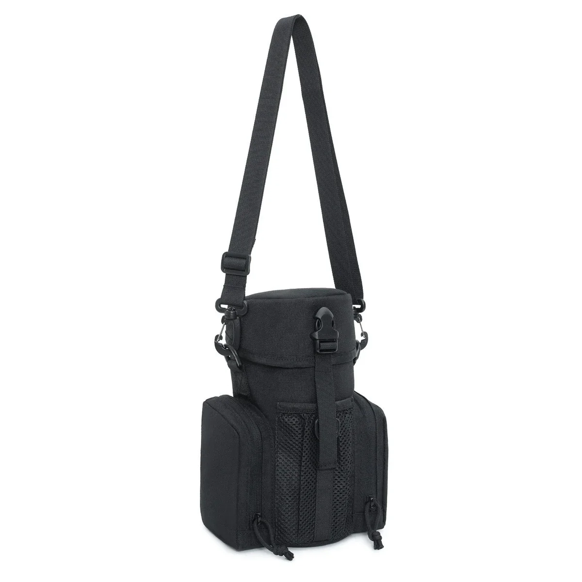 Botella de agua táctica para exteriores, tapa de taza aislada, práctico almacenamiento para teléfono móvil, bolso cruzado, bolso con correa de mano