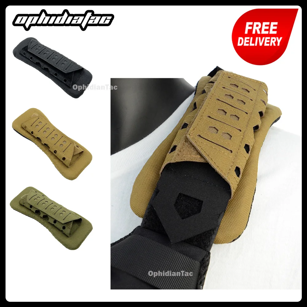 OphidianTac chaleco táctico de corte láser, almohadillas con correa para el hombro, mochila al aire libre, cojín de malla transpirable, almohadilla para el hombro, chaleco de caza