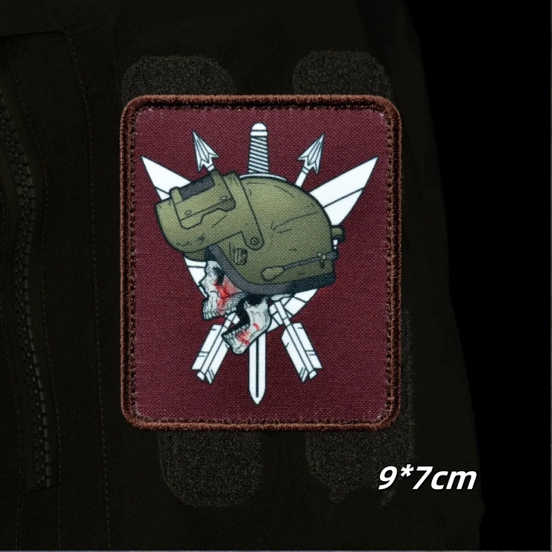 Insignia de moral de guerrero Skul de las fuerzas especiales, parche de gancho y bucle impreso, pegatinas para mochila de Chevron del ejército de operador Ace militar - imagen 5