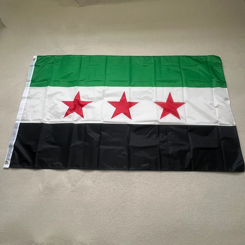 Bandera de Siria, 3x5 pies, 90x150cm, poliéster, la República Árabe Siria, bandera de tres estrellas, pancarta colgante, bandera de pueblo sin Siria