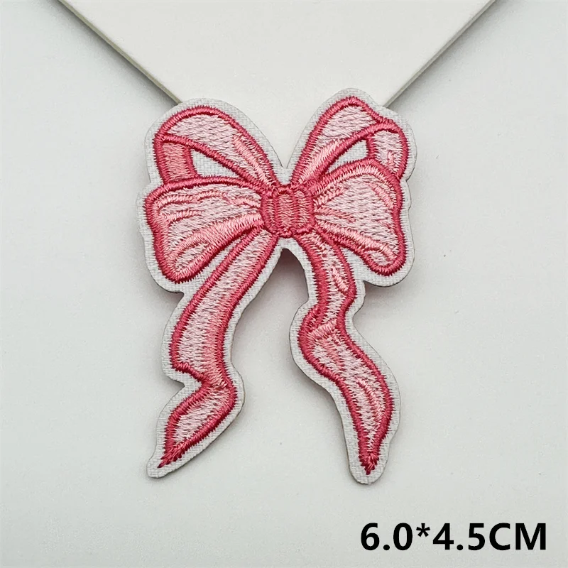 Pegatina bordada de dibujos animados, pegatina decorativa para planchar, costura DIY, lazo rosa, ropa, zapatos, sombrero, bolsa, parche - imagen 5