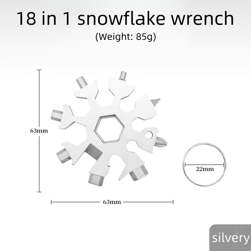 Llave multifuncional para copos de nieve, herramienta portátil multifuncional para copos de nieve, acero hexagonal multiusos con alto contenido de carbono - imagen 4