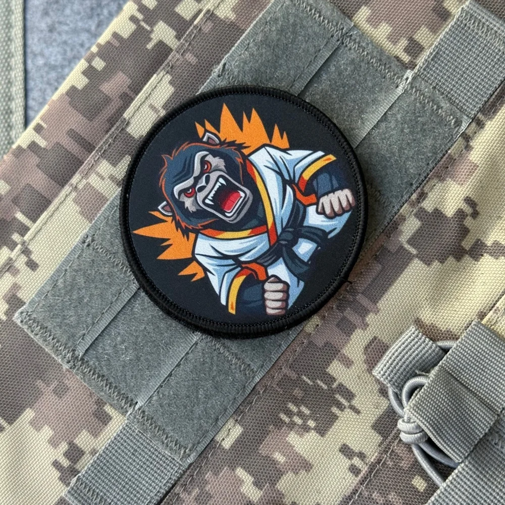 Parche de insignia de moral de mono de Judo Chevron, pegatina decorativa de equipo militar táctico, parches de gancho y bucle impresos para ropa